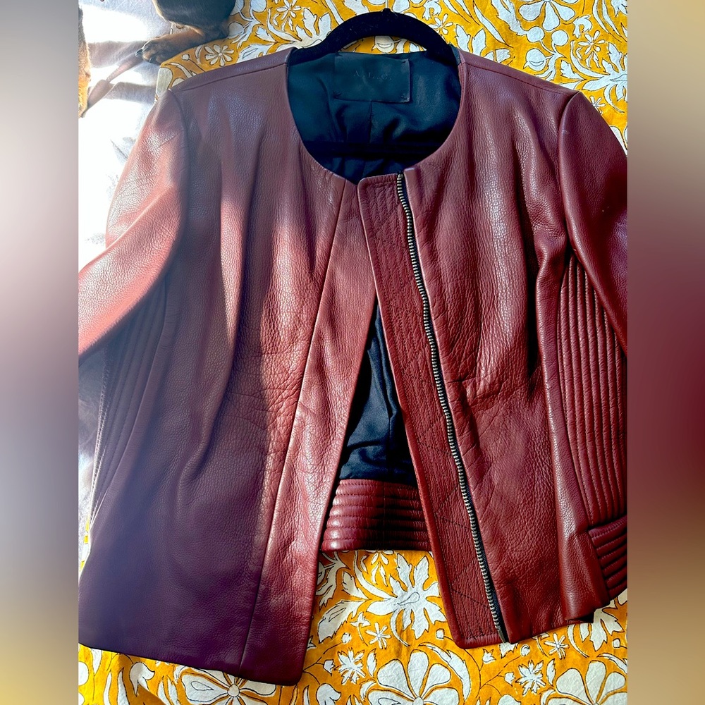 Burgundy ALC leather jacket